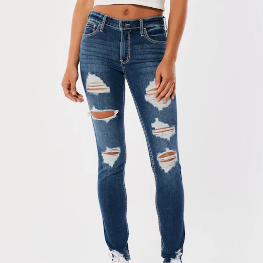 Hollister mid-rise ripped dark wash super skinny jeans Size 1S